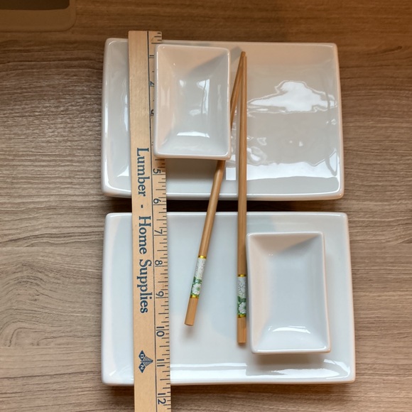 Crate&Barrel sushi plates dipping sauce plates chopsticks for two - Picture 2 of 9